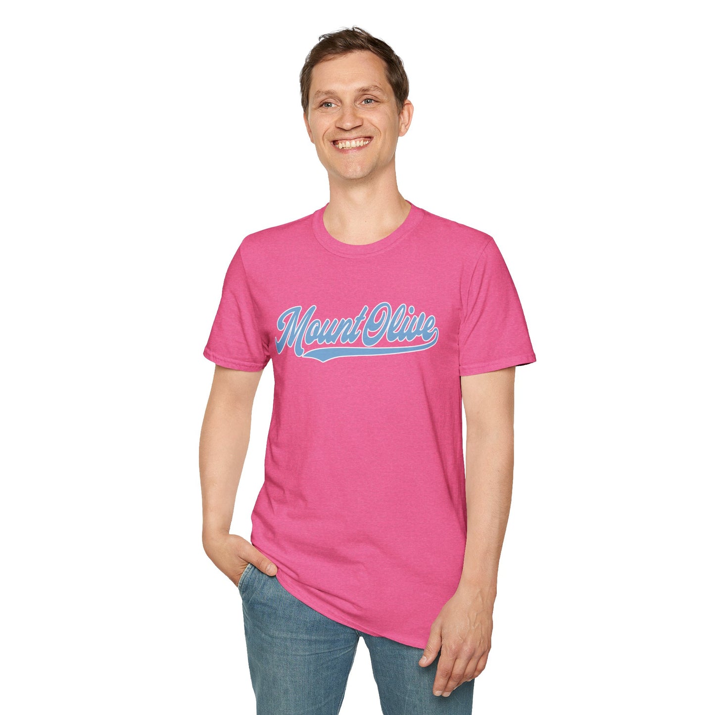 Mount Olive Vintage Softstyle T-Shirt - Pink-Powder Blue