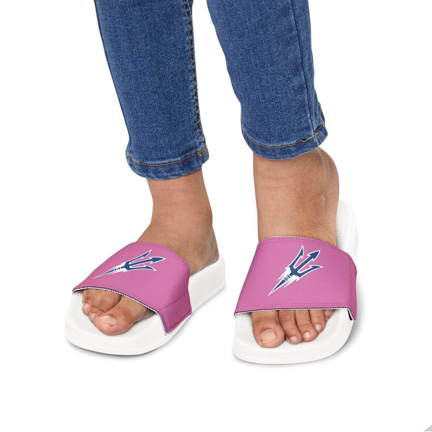 Youth Blue Devils Slides - White/Pink