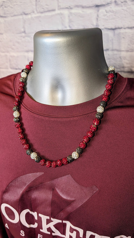 Smooth Maroon Bling Bead Necklace