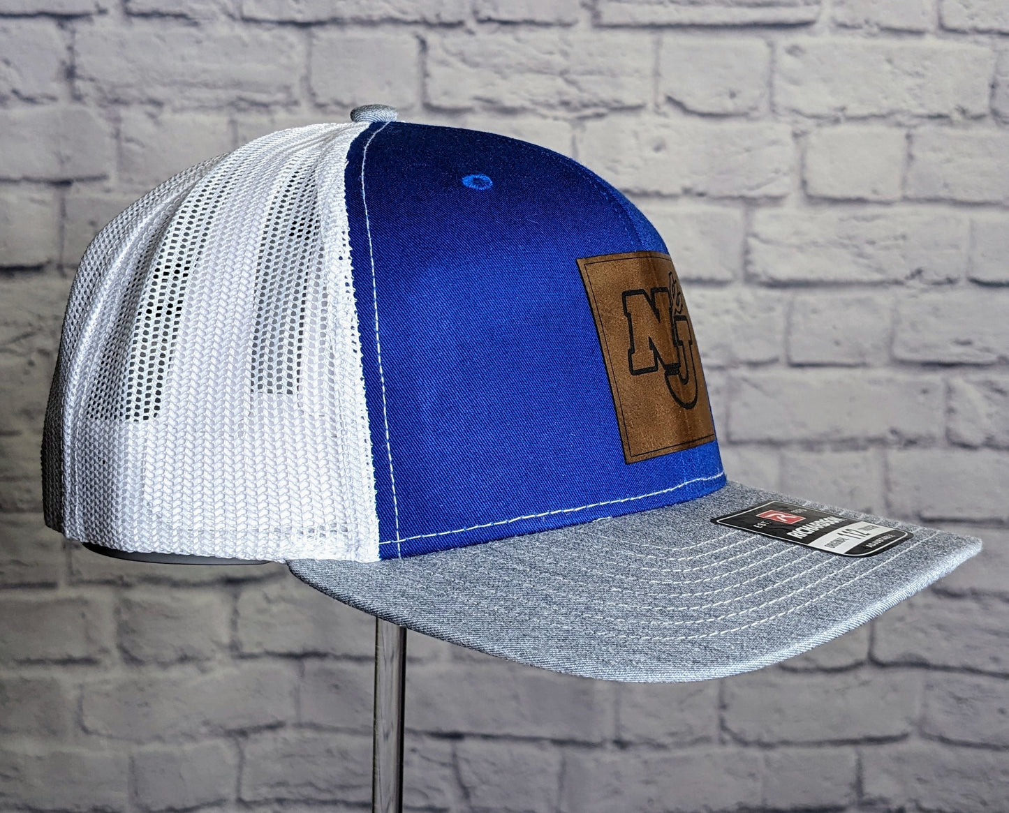 NJ leather patch - Richardson 112 Royal/Wh/Gr